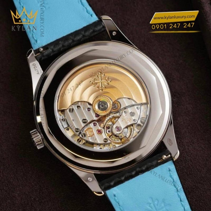 Đồng hồ Patek Philippe Calatrava mặt đen phối xanh 6007G-011