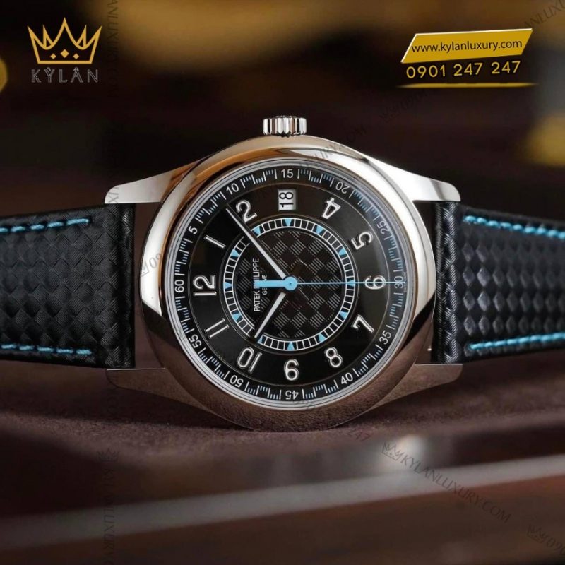 Đồng hồ Patek Philippe Calatrava mặt đen phối xanh 6007G-011