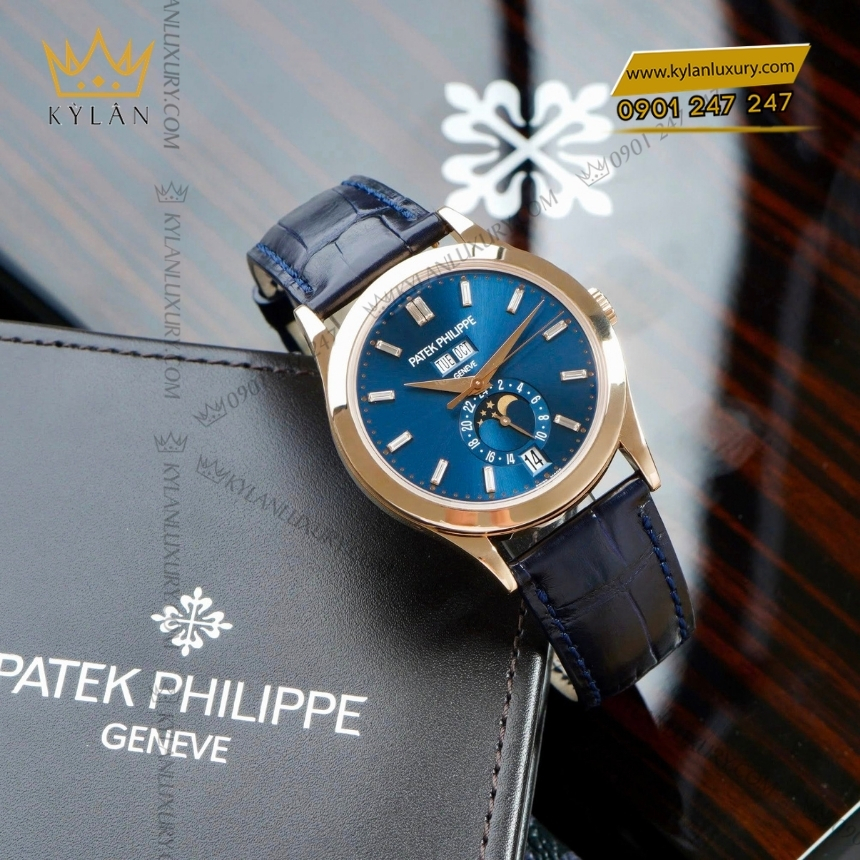 Kỳ Lân Luxury dong ho patek philippe complications 5396r 015 6 Đồng hồ Patek Philippe Complications 5396R-015 mặt số xanh lam