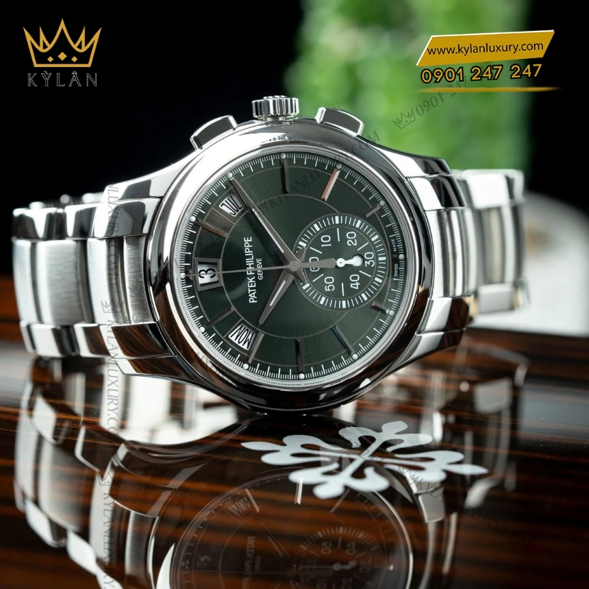 Kỳ Lân Luxury dong ho patek philippe complications 5905 1a 001 11 Đồng hồ Patek Philippe Complications xanh olive 5905/1A-001