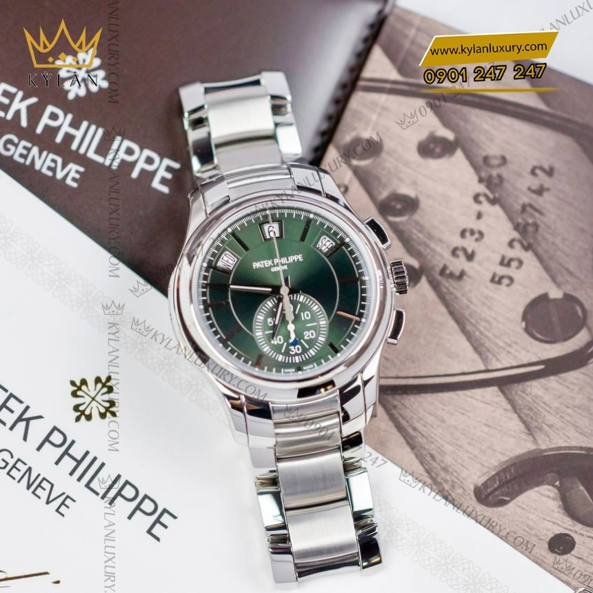 Kỳ Lân Luxury dong ho patek philippe complications 5905 1a 001 2 Đồng hồ Patek Philippe Complications xanh olive 5905/1A-001