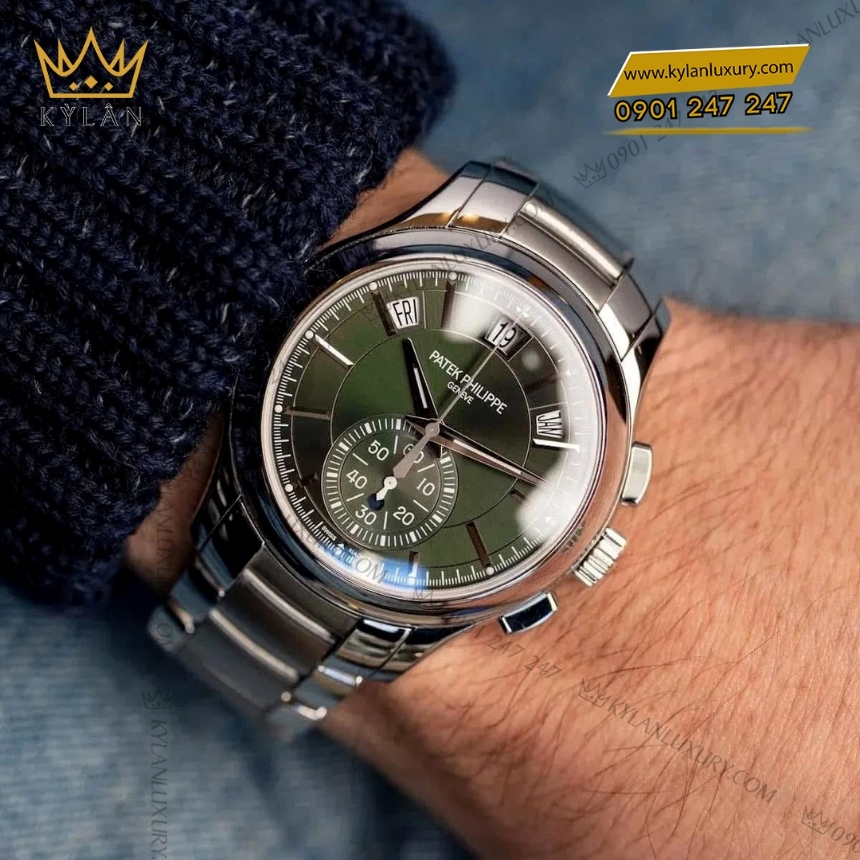 Kỳ Lân Luxury dong ho patek philippe complications 5905 1a 001 9 Đồng hồ Patek Philippe Complications xanh olive 5905/1A-001