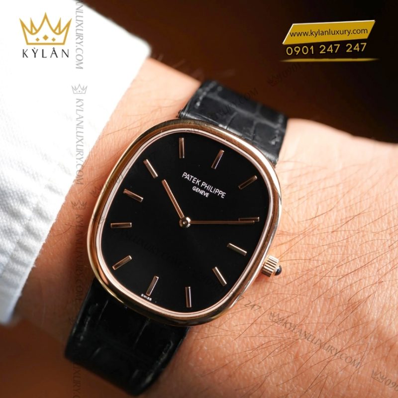 Đồng hồ Patek Philippe Golden Ellipse mặt số đen 5738R-001