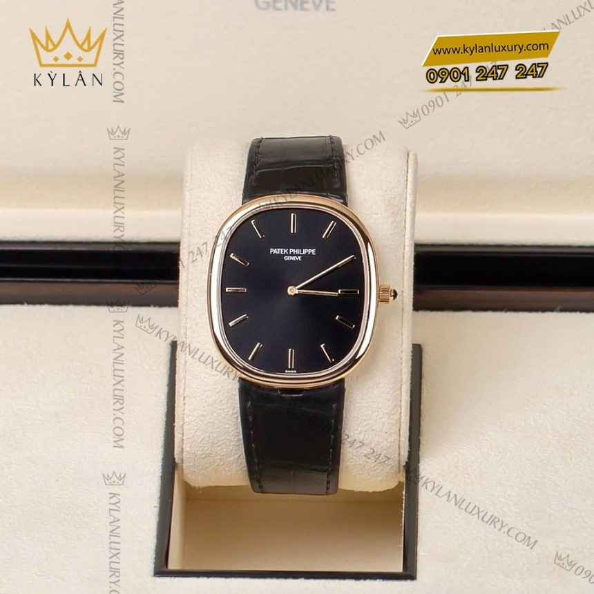 Kỳ Lân Luxury dong ho patek philippe golden ellipse 5738r 001 9 Đồng hồ Patek Philippe Golden Ellipse mặt số đen 5738R-001
