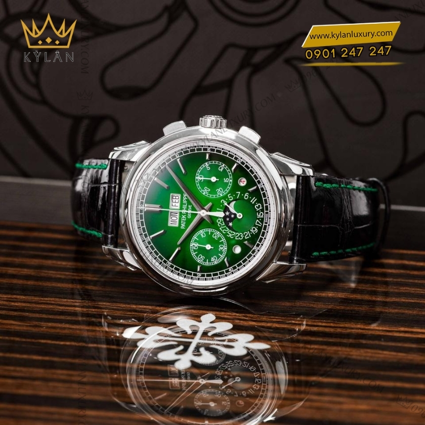 Kỳ Lân Luxury dong ho patek philippe grand complications 5270p 014 12 Đồng hồ Patek Philippe Grand Complications mặt số xanh lá 5270P-014