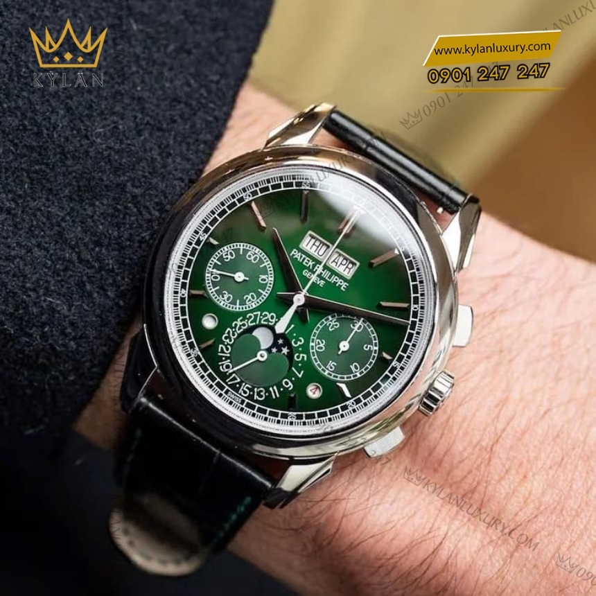 Kỳ Lân Luxury dong ho patek philippe grand complications 5270p 014 7 Đồng hồ Patek Philippe Grand Complications mặt số xanh lá 5270P-014