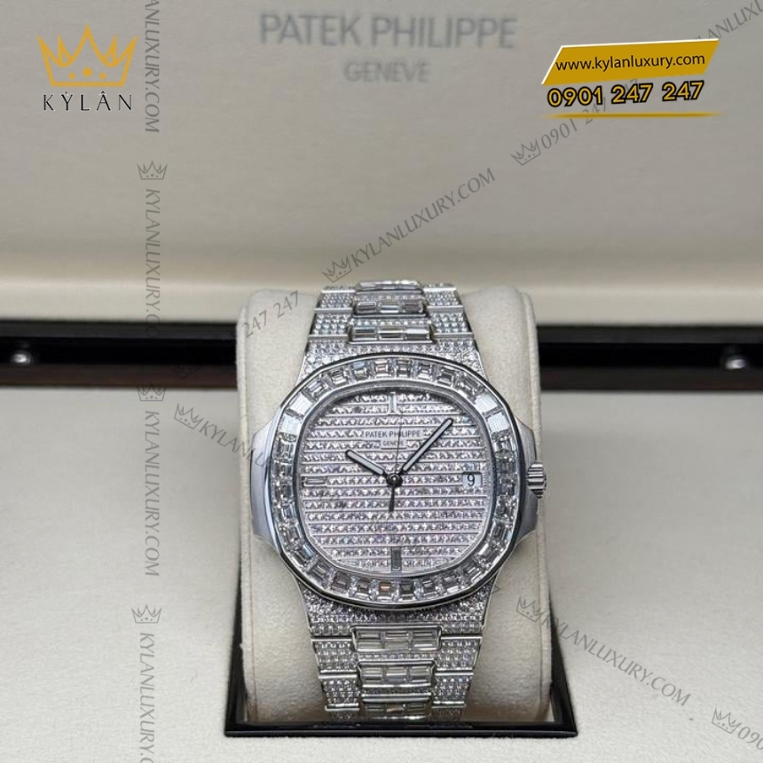 Kỳ Lân Luxury dong ho patek philippe nautilus 5719 10 Đồng hồ Patek Philippe Nautilus kim cương 5719/10G-010