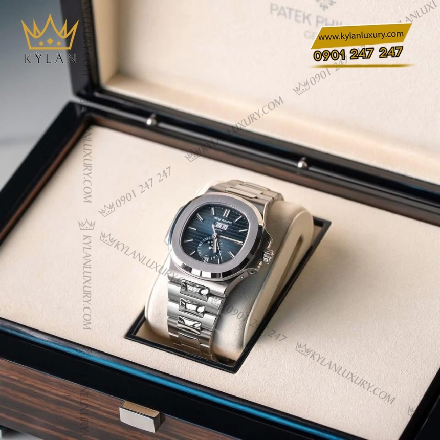 Kỳ Lân Luxury dong ho patek philippe nautilus 5726 1a 014 9 Đồng hồ Patek Philippe Nautilus mặt số xanh xám lịch thường niên 5726/1A-014