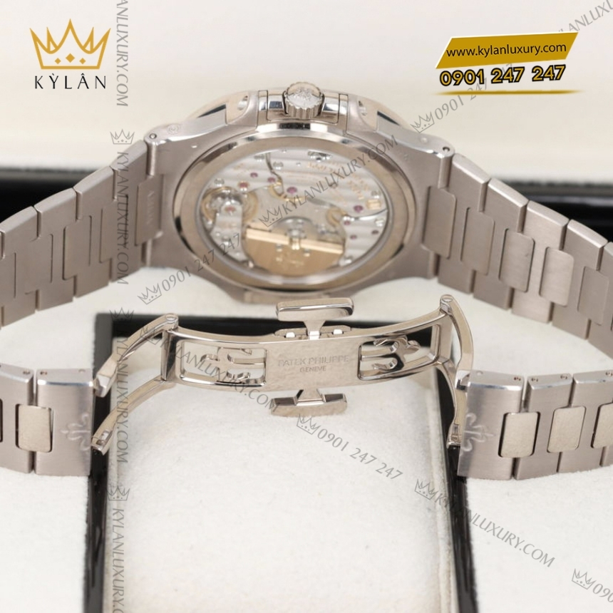 Kỳ Lân Luxury dong ho patek philippe nautilus 5740 1g 001 2 Đồng hồ Patek Philippe Nautilus vàng trắng mặt xanh sunburst 5740/1G-001