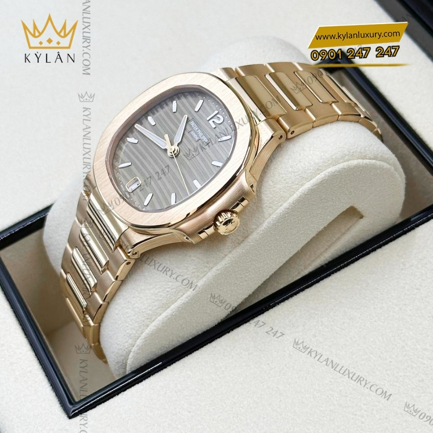 Kỳ Lân Luxury dong ho patek philippe nautilus 7118 1r 010 3 Đồng hồ Patek Philippe Nautilus mặt số nâu vàng 7118/1R-010