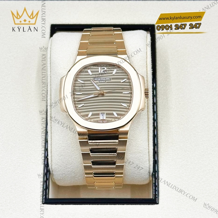 Kỳ Lân Luxury dong ho patek philippe nautilus 7118 1r 010 4 Đồng hồ Patek Philippe Nautilus mặt số nâu vàng 7118/1R-010
