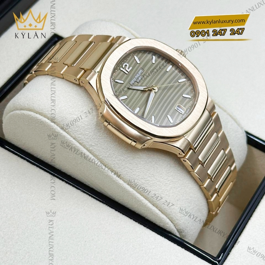 Kỳ Lân Luxury dong ho patek philippe nautilus 7118 1r 010 6 Đồng hồ Patek Philippe Nautilus mặt số nâu vàng 7118/1R-010
