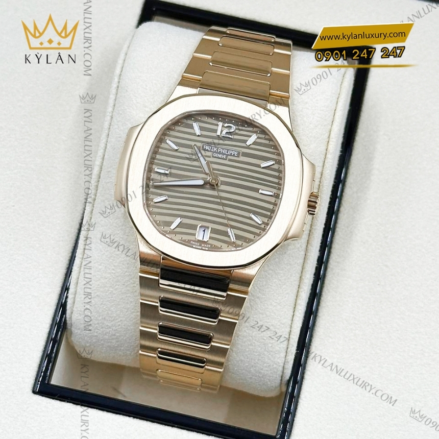 Kỳ Lân Luxury dong ho patek philippe nautilus 7118 1r 010 7 Đồng hồ Patek Philippe Nautilus mặt số nâu vàng 7118/1R-010