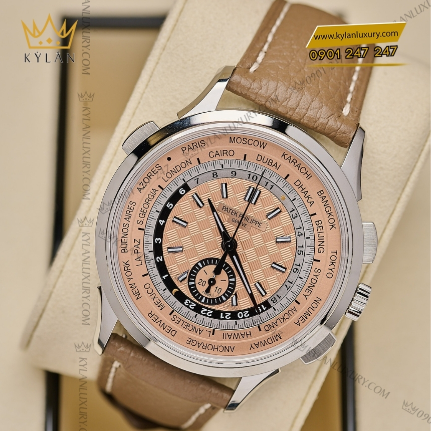 Kỳ Lân Luxury dong ho patek philippe world time flyback chronograph 5935a 001 9 Đồng hồ Patek Philippe Complications World Time 5935A-001