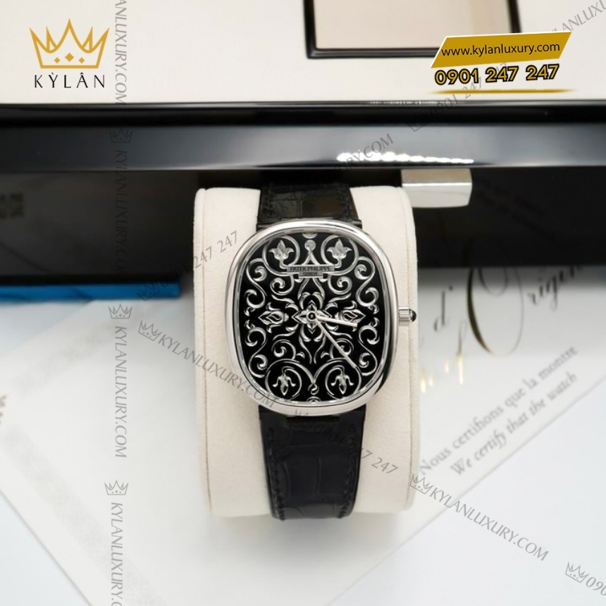 Kỳ Lân Luxury dong ho patek phillippe golden ellipse 5738 51g 001 9 Đồng hồ Patek Philippe Golden Ellipse Grand Feu 5738/51G-001