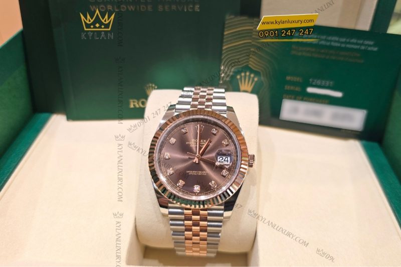 Đồng hồ Rolex Datejust 41 chocolate cọc kim cương 126331-0004