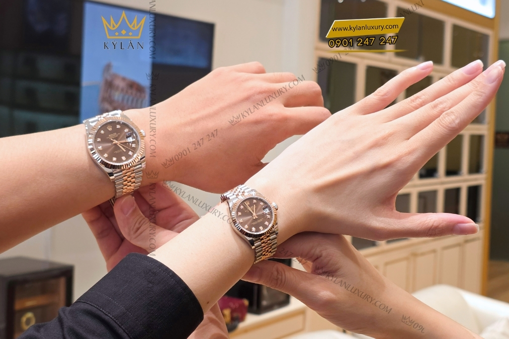 Kỳ Lân Luxury dong ho rolex 126331 mat nau chocolate 6 1 Đồng hồ Rolex Datejust 41 chocolate cọc kim cương 126331-0004
