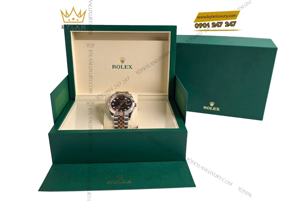 Kỳ Lân Luxury dong ho rolex 126331 mat nau chocolate 8 Đồng hồ Rolex Datejust 41 chocolate cọc kim cương 126331-0004