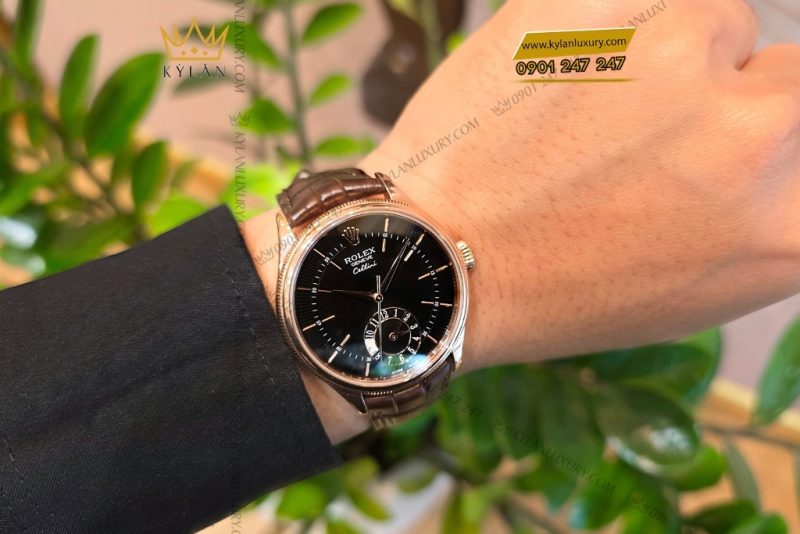 Đồng hồ Rolex Cellini Dual Time mặt số đen 50525-0010