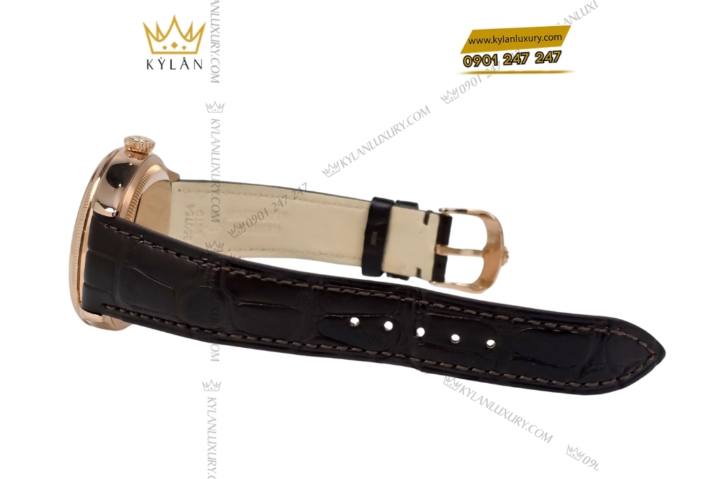 Kỳ Lân Luxury dong ho rolex cellini dual time 50525 0010 4 Đồng hồ Rolex Cellini Dual Time mặt số đen 50525-0010