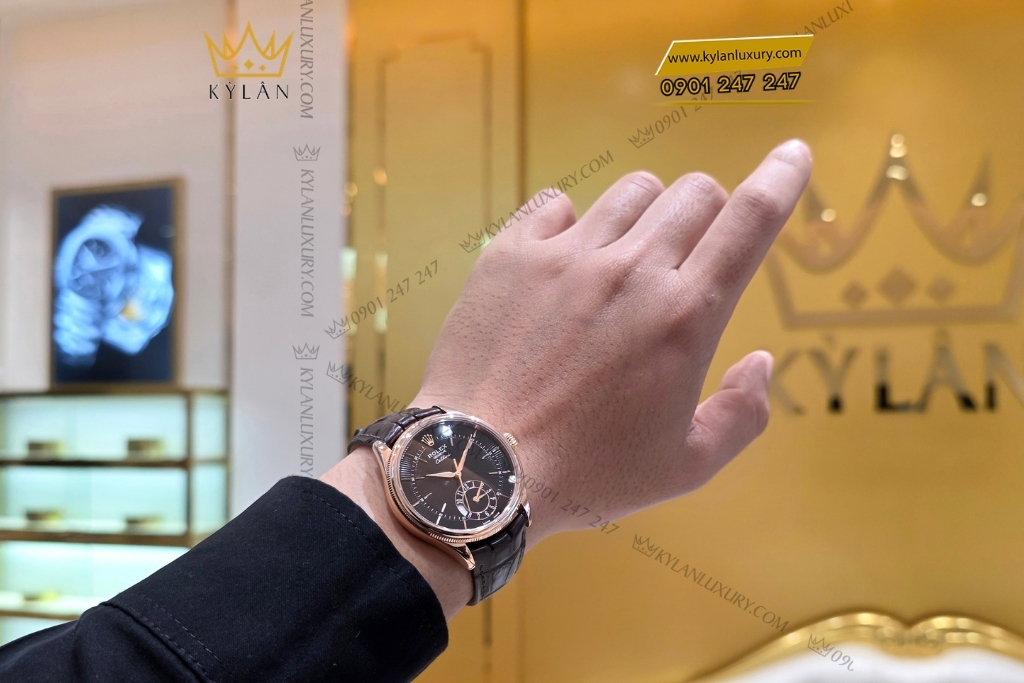 Kỳ Lân Luxury dong ho rolex cellini dual time 50525 0010 8 Đồng hồ Rolex Cellini Dual Time 50525-0010