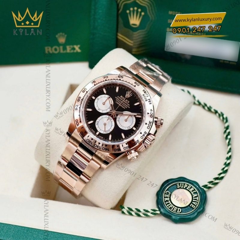 Đồng hồ Rolex Cosmograph Daytona mặt đen cọc dạ quang 126505-0001
