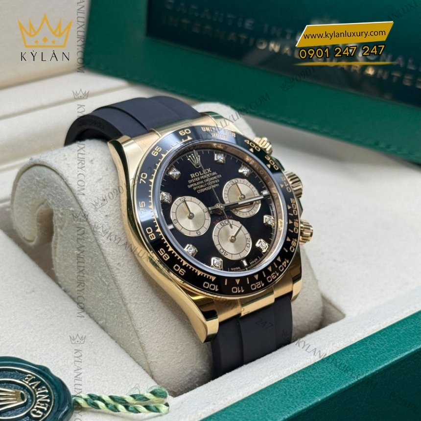 Kỳ Lân Luxury dong ho rolex cosmograph daytona 126518ln 0006 mat so den coc so kim cuong 7 Đồng hồ Rolex Cosmograph Daytona mặt đen phối vàng 126518LN-0006