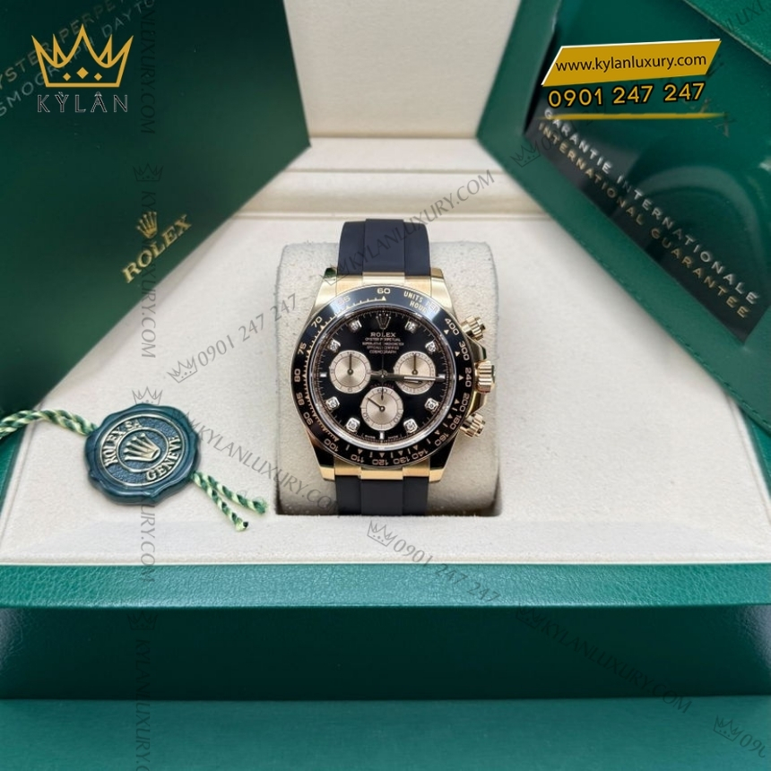 Kỳ Lân Luxury dong ho rolex cosmograph daytona 126518ln 0006 mat so den coc so kim cuong 9 Đồng hồ Rolex Cosmograph Daytona mặt đen phối vàng 126518LN-0006