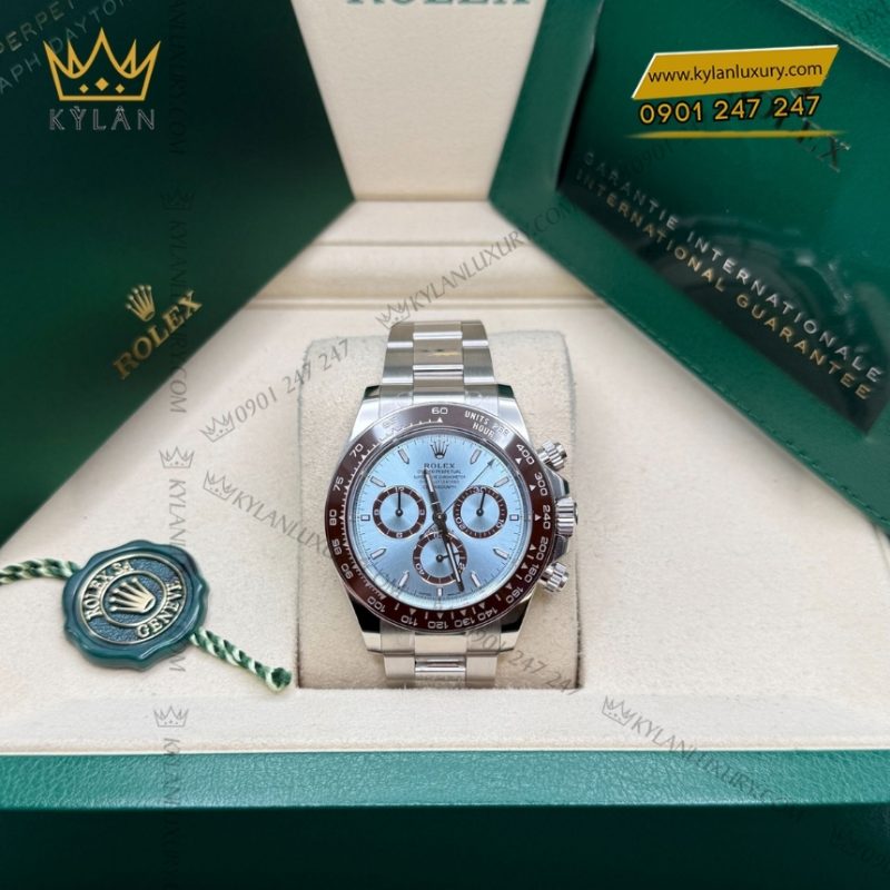 Đồng hồ Rolex Cosmograph Daytona mặt ice blue cọc dạ quang 126506-0001