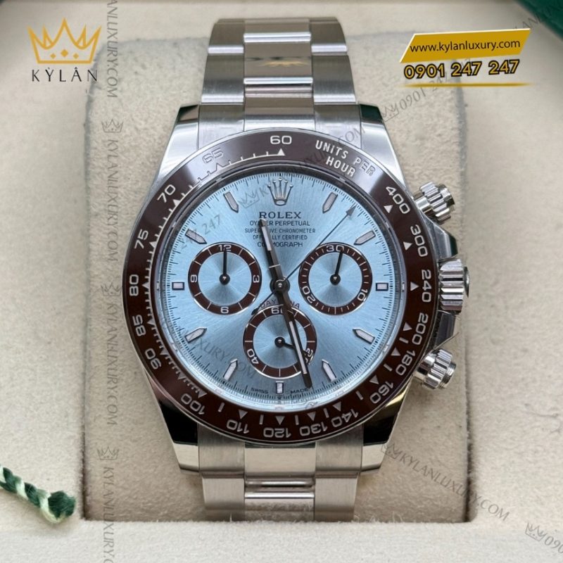 Đồng hồ Rolex Cosmograph Daytona mặt ice blue cọc dạ quang 126506-0001
