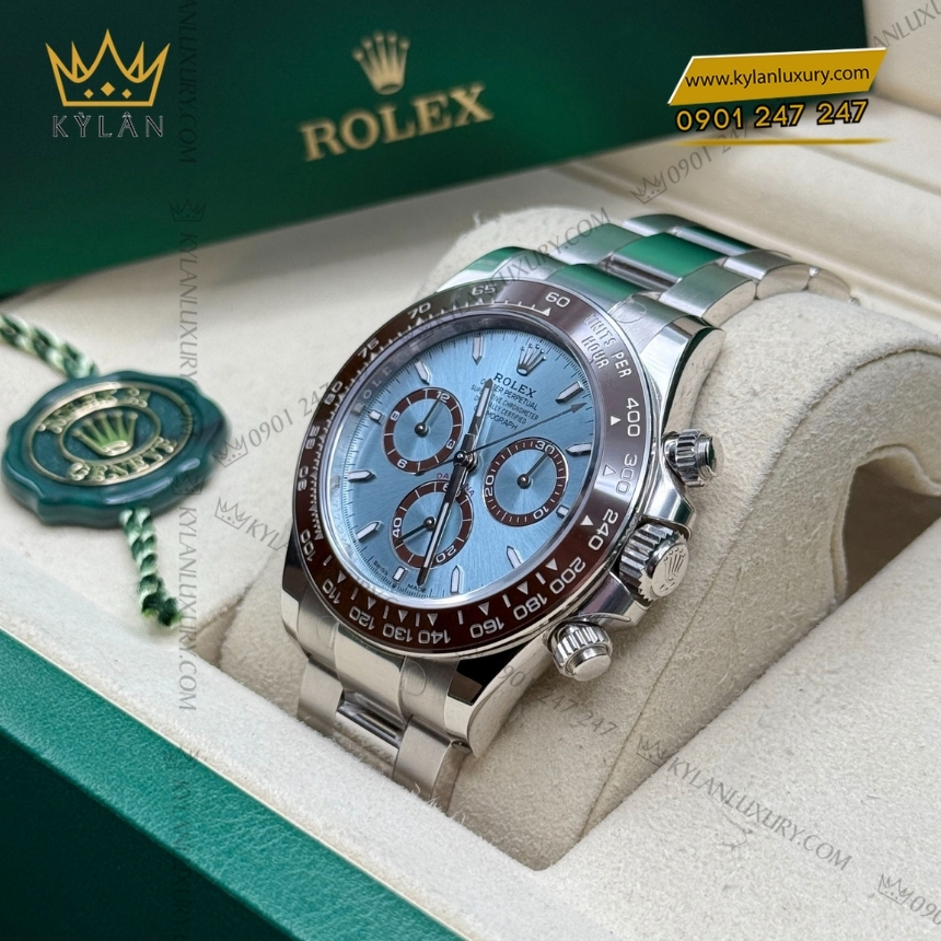Kỳ Lân Luxury dong ho rolex cosmograph daytona 40 126506 0001 7 Đồng hồ Rolex Cosmograph Daytona mặt ice blue cọc dạ quang 126506-0001