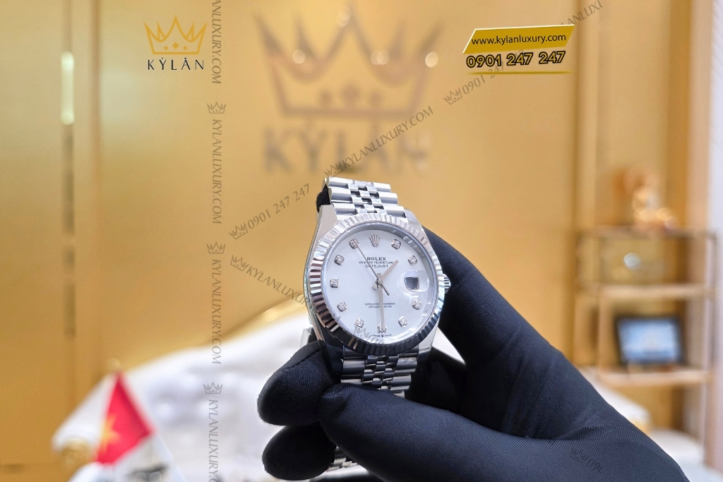 Kỳ Lân Luxury dong ho rolex datejust 126334 mother of pearl mat kham trai 11 Đồng hồ Rolex Datejust 41 mặt khảm trai 126334-0020
