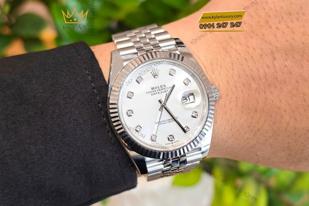 Kỳ Lân Luxury dong ho rolex datejust 126334 mother of pearl mat kham trai 15 Đồng hồ Rolex Datejust 41 mặt khảm trai 126334-0020
