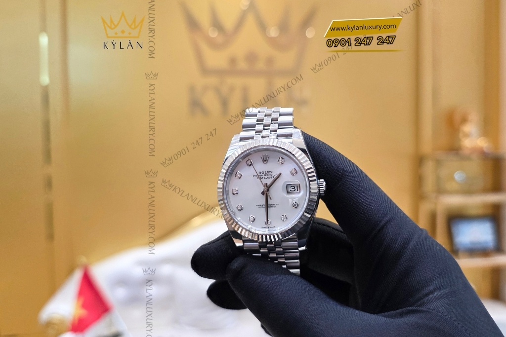 Kỳ Lân Luxury dong ho rolex datejust 126334 mother of pearl mat kham trai 8 Đồng hồ Rolex Datejust 41 mặt khảm trai 126334-0020