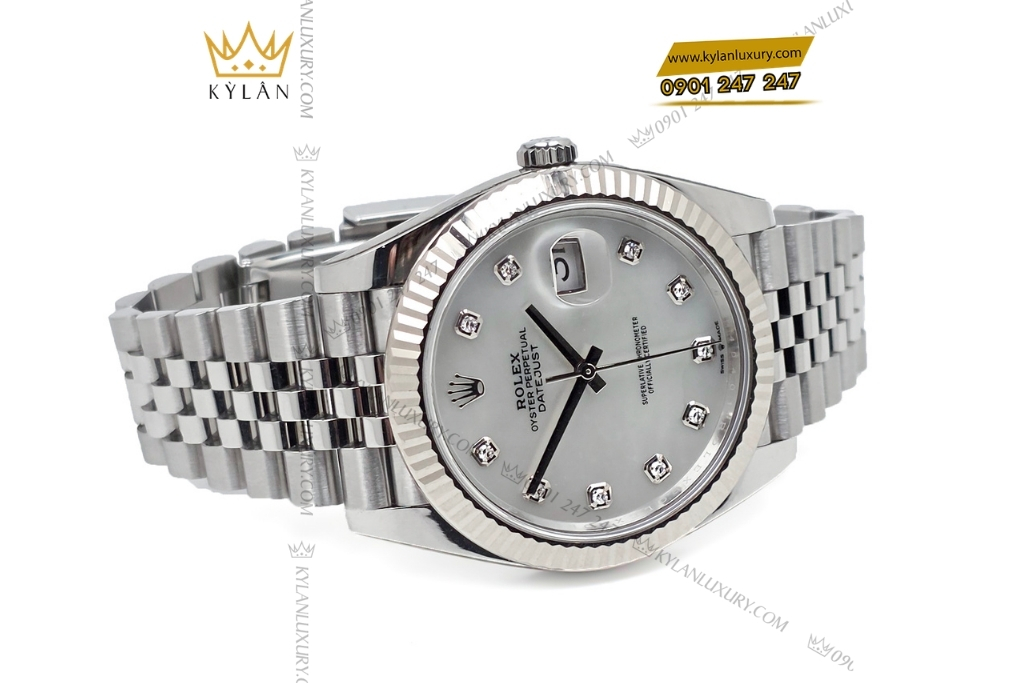 Kỳ Lân Luxury dong ho rolex datejust 126334 mother of pearl mat kham trai 9 Đồng hồ Rolex Datejust 41 mặt khảm trai 126334-0020