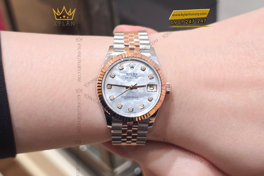 Kỳ Lân Luxury dong ho rolex datejust 278271 0026 mat so vo trai trang 6 Đồng hồ Rolex Datejust 31 mặt số xà cừ 278271-0026