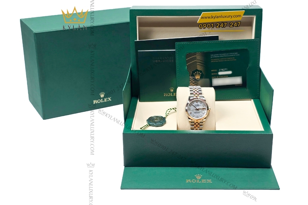 Kỳ Lân Luxury dong ho rolex datejust 278271 0026 mat so vo trai trang 7 Đồng hồ Rolex Datejust 31 mặt số xà cừ 278271-0026