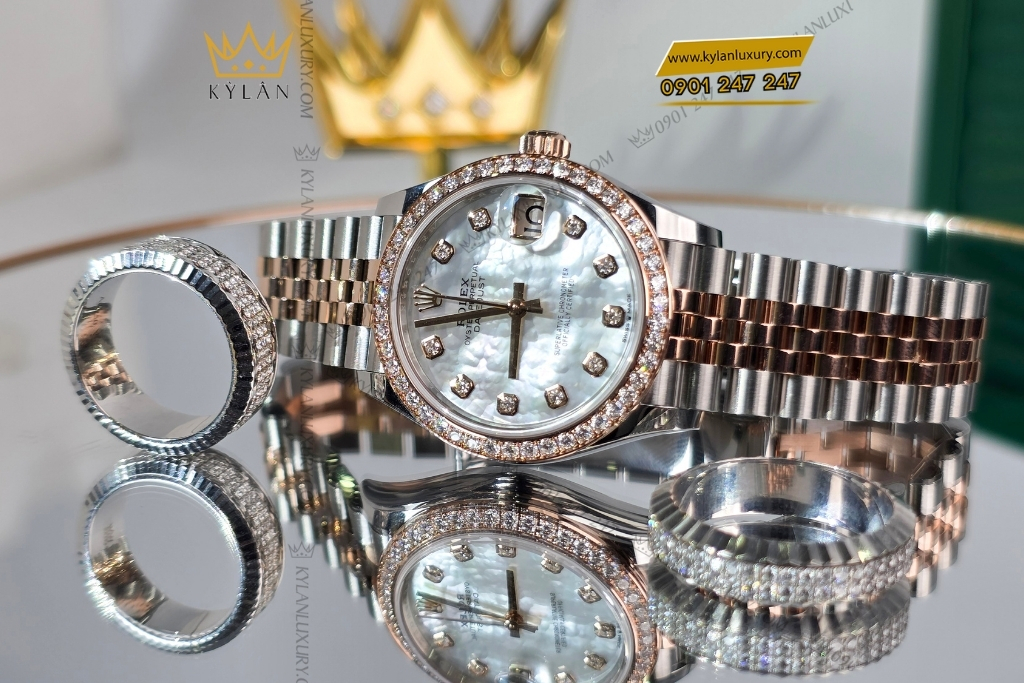 Kỳ Lân Luxury dong ho rolex datejust 31 278381 mat kham trai 3 Đồng hồ Rolex Datejust 31 278381RBR-0026 mặt khảm trai