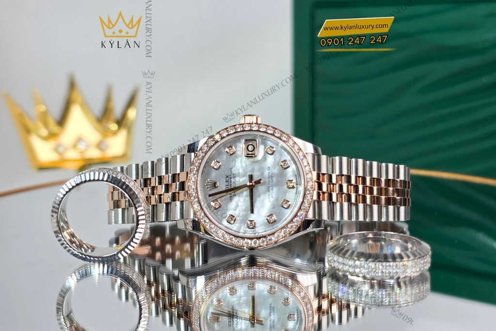 Kỳ Lân Luxury dong ho rolex datejust 31 278381 mat kham trai 4 Đồng hồ Rolex Datejust 31 278381RBR-0026 mặt khảm trai