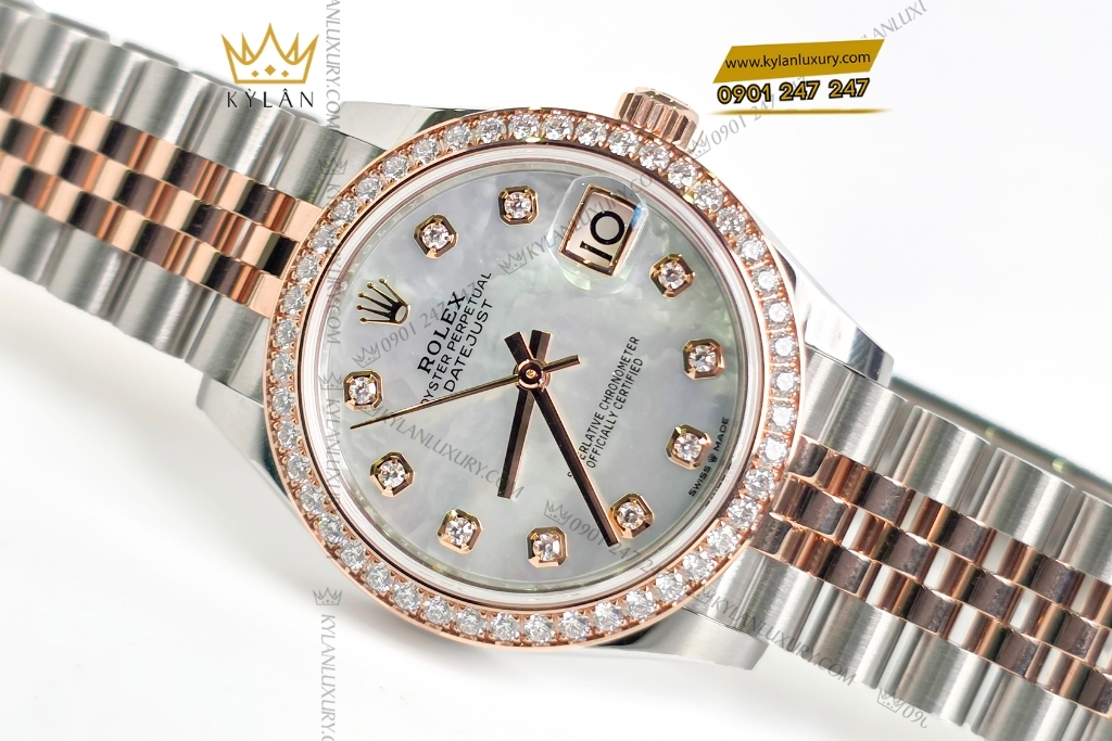 Kỳ Lân Luxury dong ho rolex datejust 31 278381 mat kham trai 8 Đồng hồ Rolex Datejust 31 278381RBR-0026 mặt khảm trai