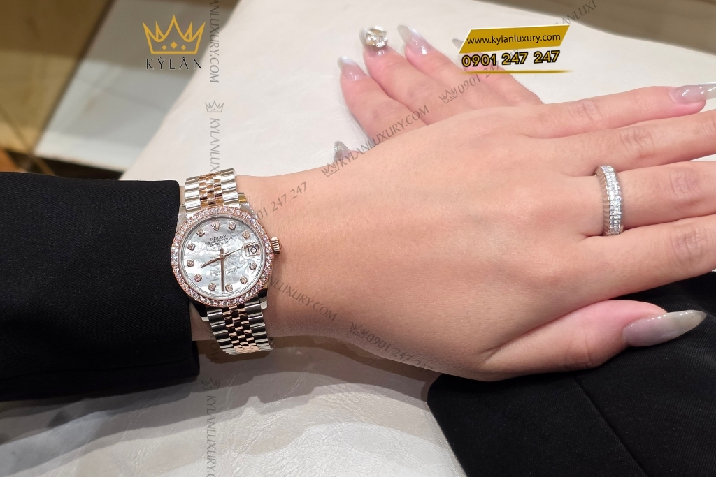 Kỳ Lân Luxury dong ho rolex datejust 31 278381 mat kham trai 9 Đồng hồ Rolex Datejust 31 278381RBR-0026 mặt khảm trai