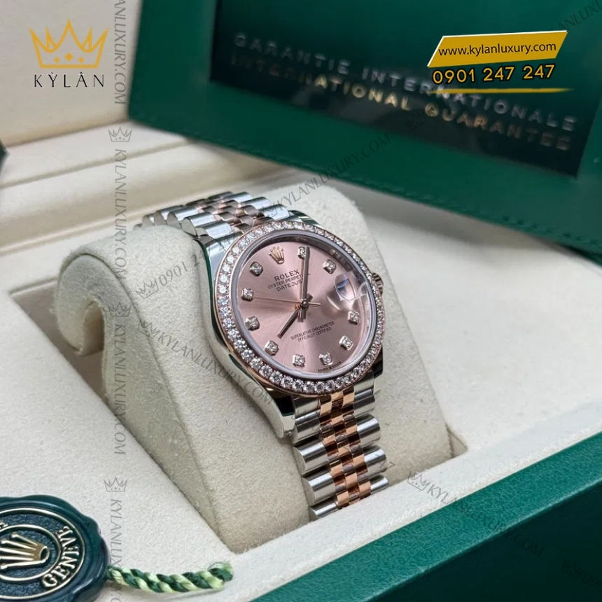 Kỳ Lân Luxury dong ho rolex datejust 31 278381rbr 0024 mat so hong nam kim cuong 4 Đồng hồ Rolex Datejust 31 278381RBR-0024 mặt số hồng nạm kim cương