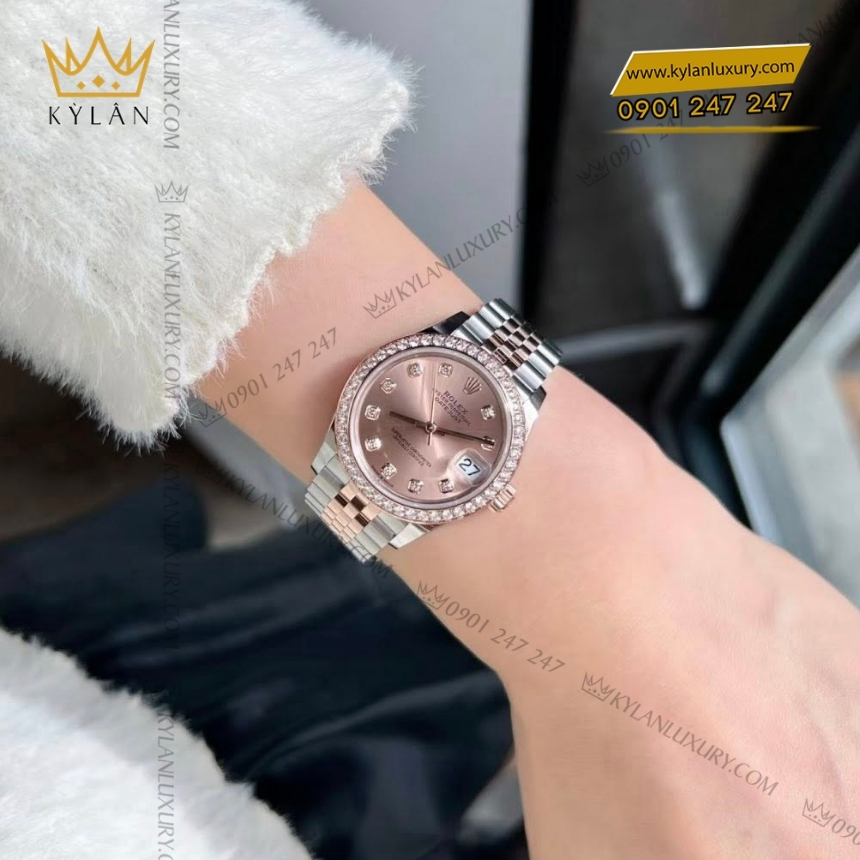 Kỳ Lân Luxury dong ho rolex datejust 31 278381rbr 0024 mat so hong nam kim cuong 9 Đồng hồ Rolex Datejust 31 278381RBR-0024 mặt số hồng nạm kim cương