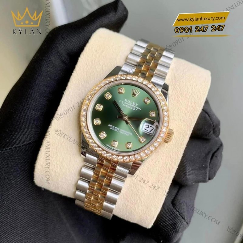 Đồng hồ Rolex Datejust 31 olive vành kim cương 278383RBR-0030