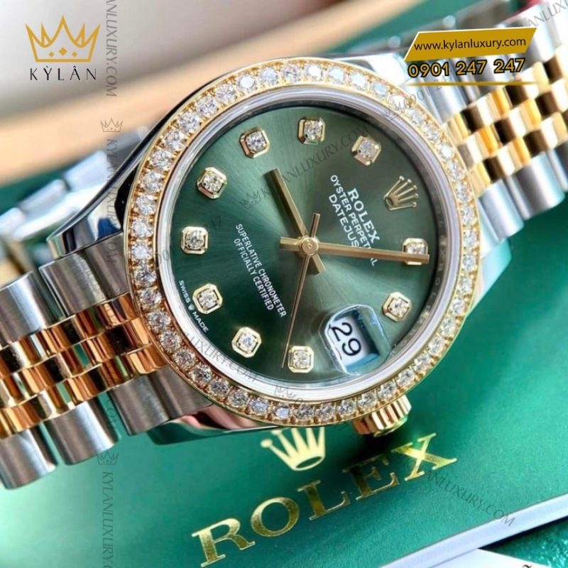 Đồng hồ Rolex Datejust 31 olive vành kim cương 278383RBR-0030