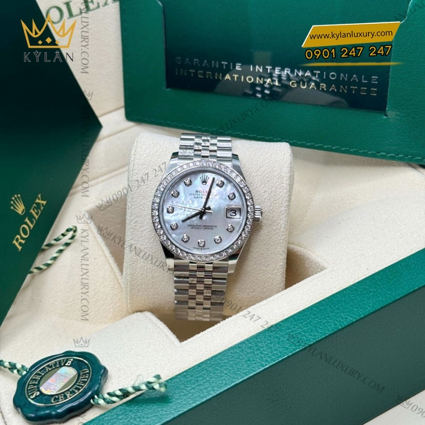 Kỳ Lân Luxury dong ho rolex datejust 31 278384rbr 0008 mother of pearl mat kham trai 3 1 Đồng hồ Rolex Datejust 31 mặt khảm trai 278384RBR-0008