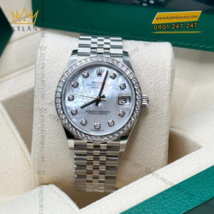 Kỳ Lân Luxury dong ho rolex datejust 31 278384rbr 0008 mother of pearl mat kham trai 5 1 Đồng hồ Rolex Datejust 31 mặt khảm trai 278384RBR-0008