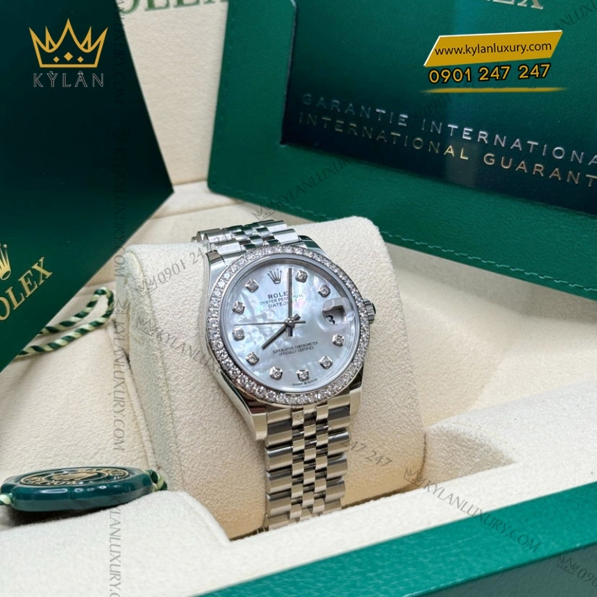 Kỳ Lân Luxury dong ho rolex datejust 31 278384rbr 0008 mother of pearl mat kham trai 8 Đồng hồ Rolex Datejust 31 mặt khảm trai 278384RBR-0008