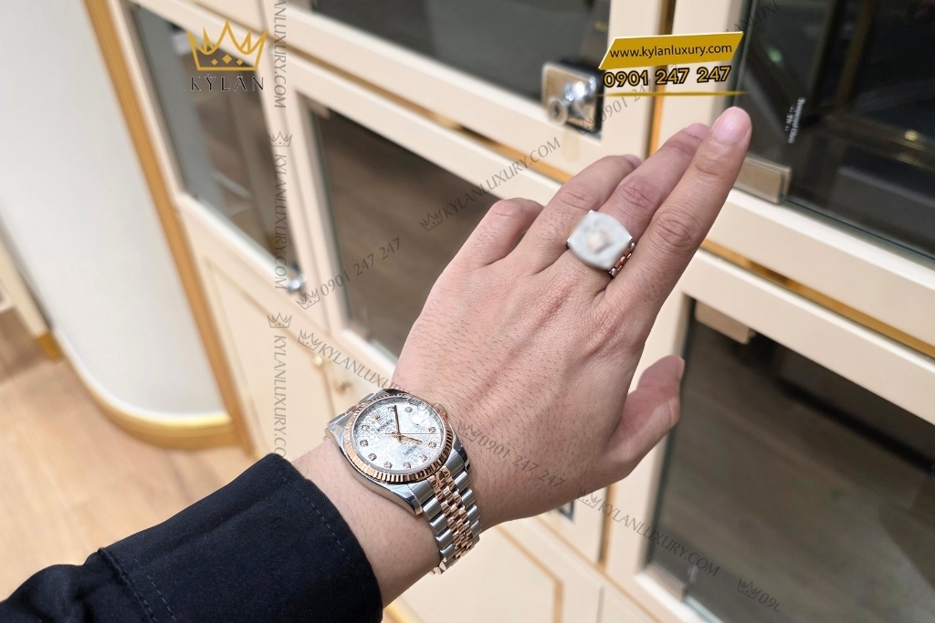 Kỳ Lân Luxury dong ho rolex datejust 36 116231 mat so vi tinh 11 Đồng hồ Rolex Datejust 36 mặt số vi tính trắng 116231-0059
