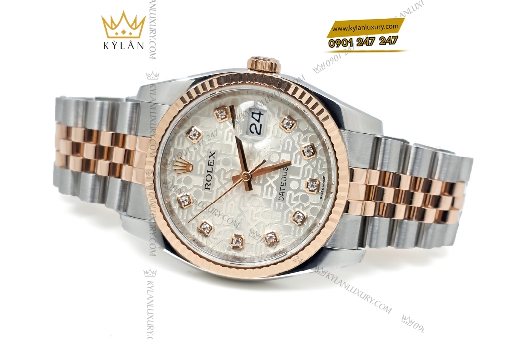 Kỳ Lân Luxury dong ho rolex datejust 36 116231 mat so vi tinh 7 Đồng hồ Rolex Datejust 36 mặt số vi tính trắng 116231-0059
